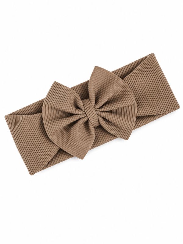 Leveä rusettipanta vauvalle – joustava hiuspanta, Dark Beige